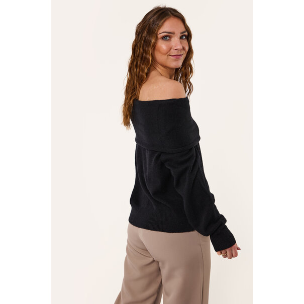 Ruby off shoulder trui | Zwart