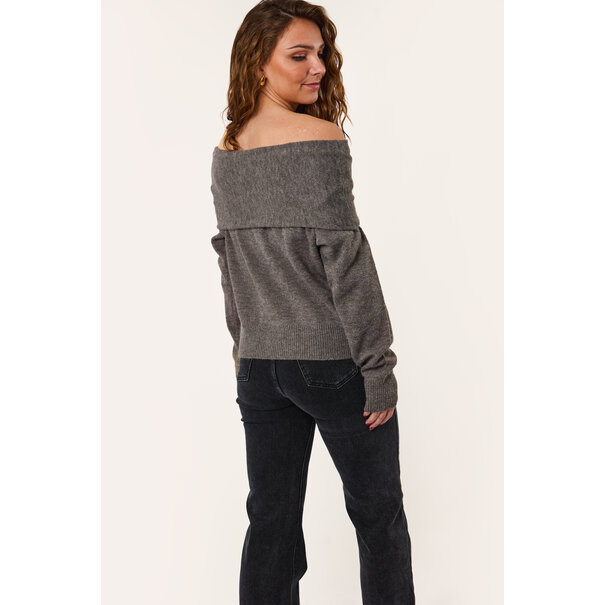 Ruby off shoulder trui | Grijs