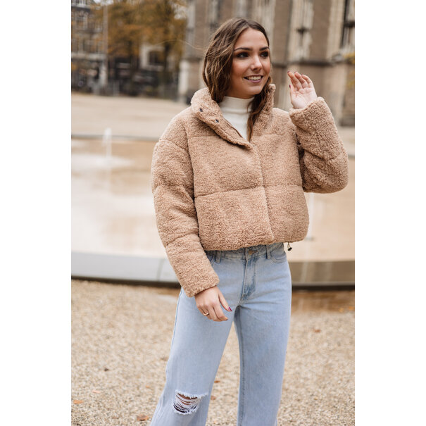 Korte Teddy Jas | Licht Bruin