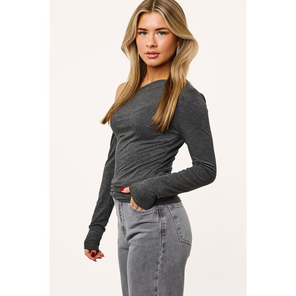 Mia one shoulder top | Grijs
