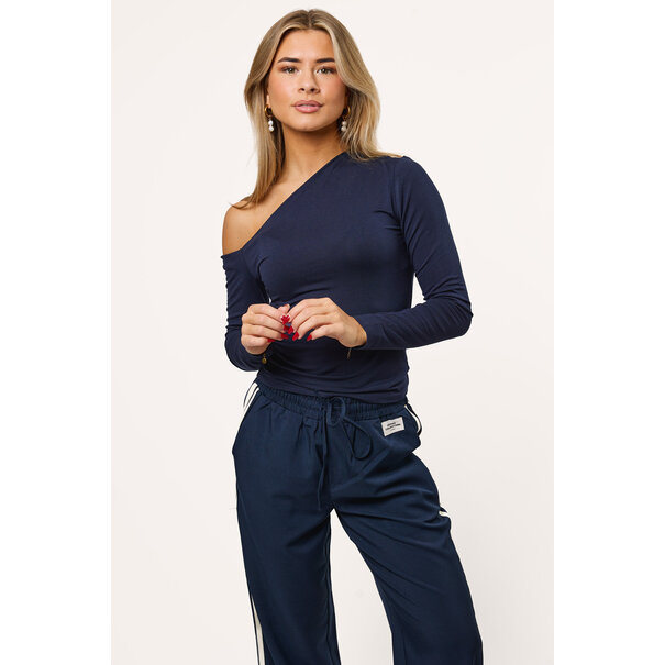 Mia one shoulder top | Donkerblauw