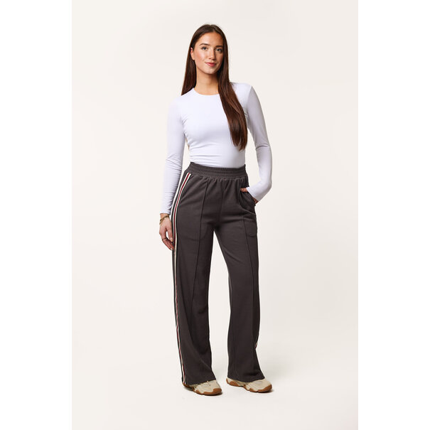 June broek met burgundy streep | Grijs