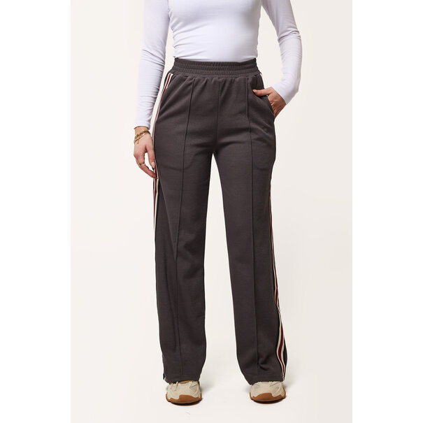 June broek met burgundy streep | Grijs