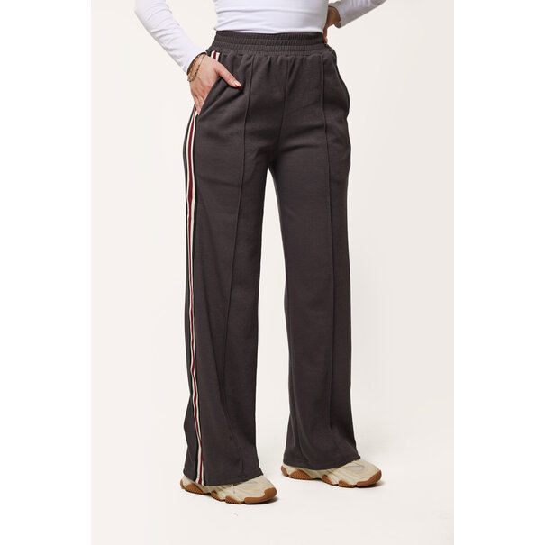 June broek met burgundy streep | Grijs