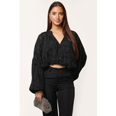 Evy Broderie Blouse | Zwart