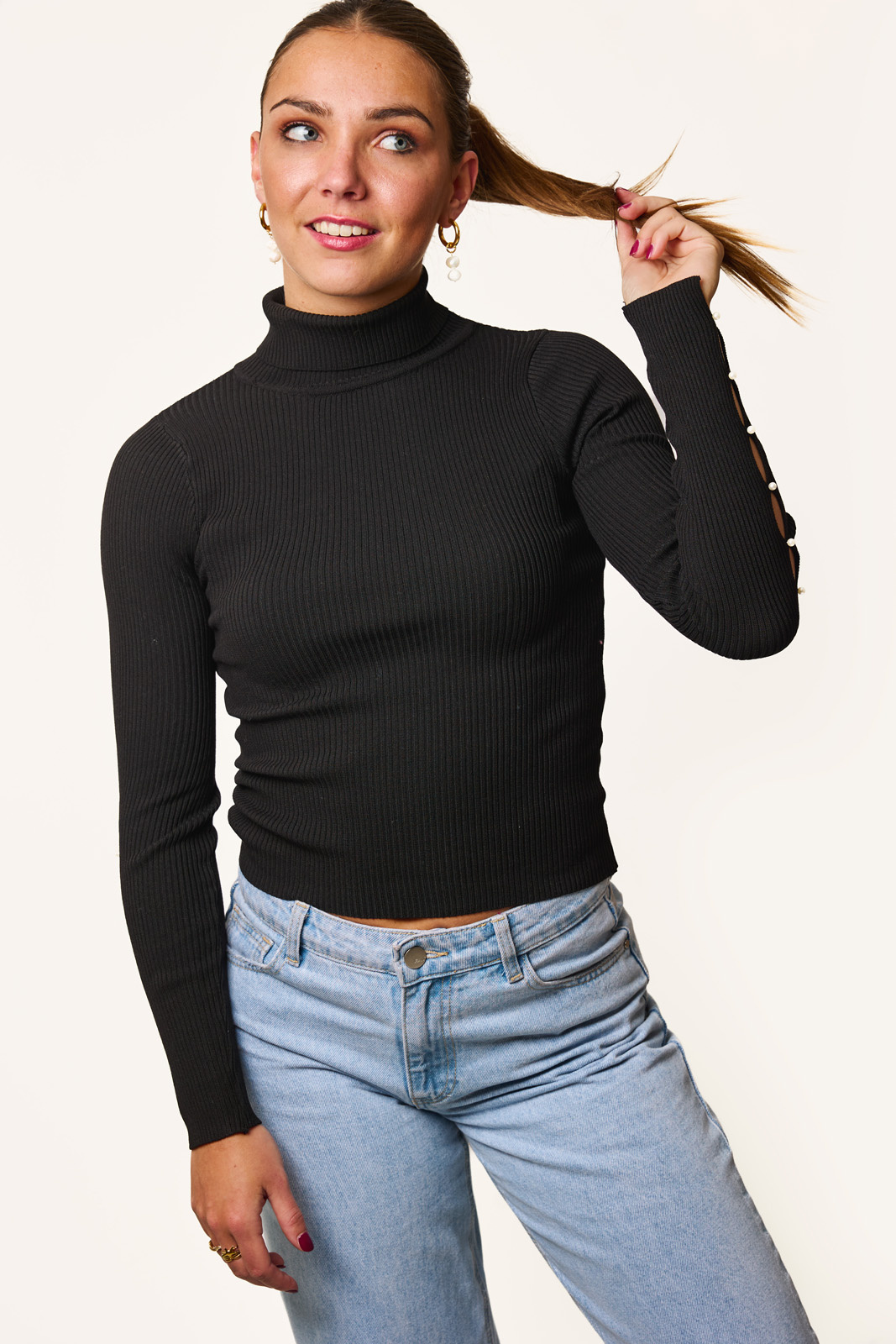 Coltrui met parel details | Zwart