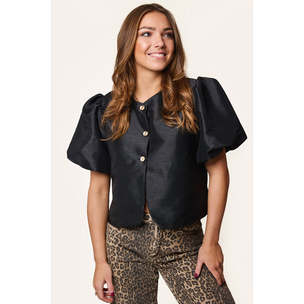 Mae top met pofmouw | Zwart