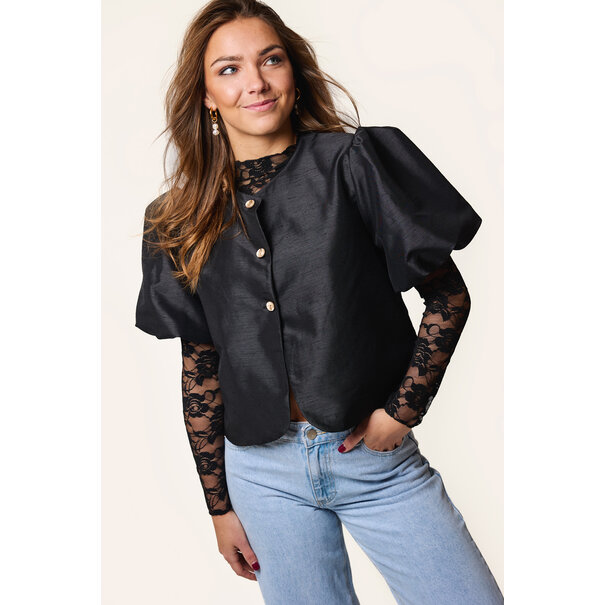 Mae top met pofmouw | Zwart
