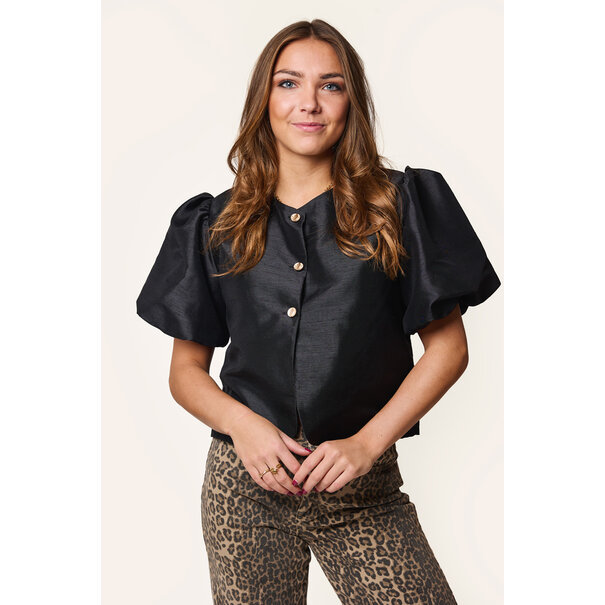 Mae top met pofmouw | Zwart