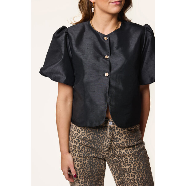 Mae top met pofmouw | Zwart