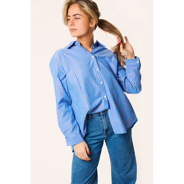 Saar gestreepte blouse | Blauw/wit