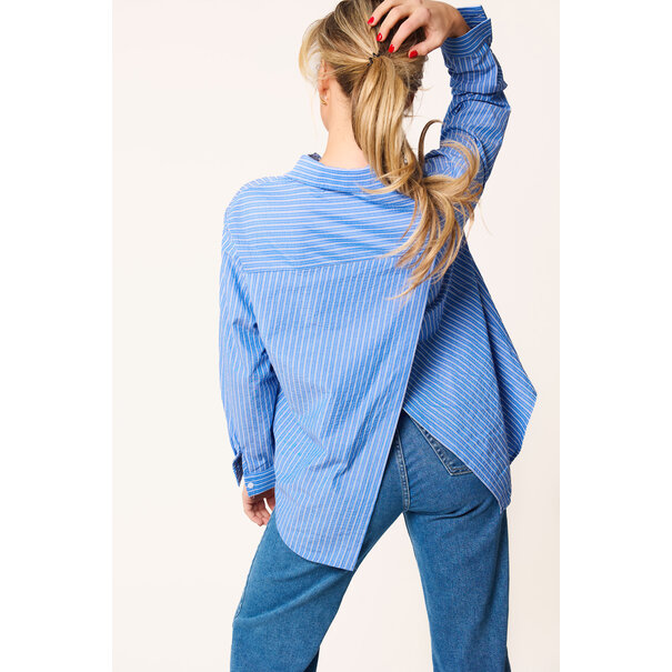 Saar gestreepte blouse | Blauw/wit