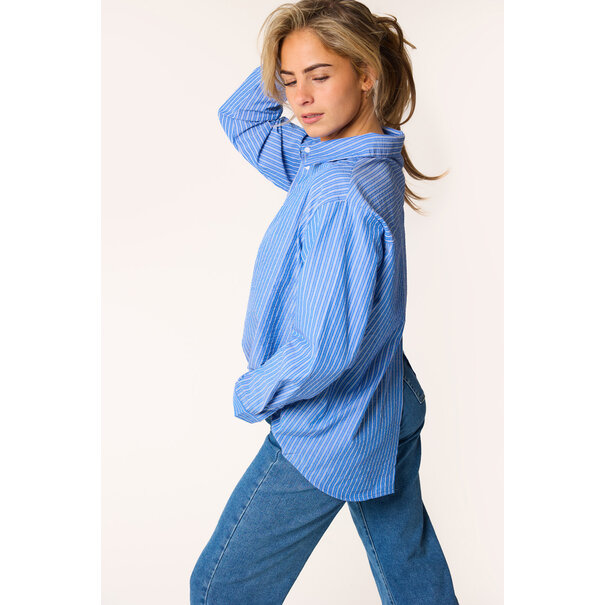 Saar gestreepte blouse | Blauw/wit