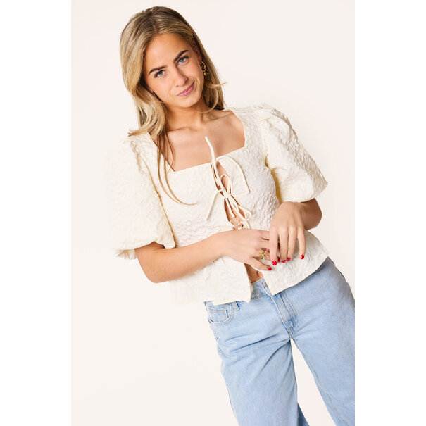Lieve bloemen structuur top | Off white