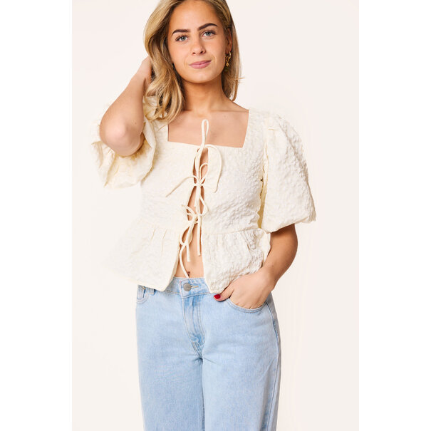 Lieve bloemen structuur top | Off white