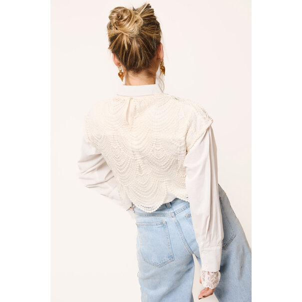 Indy top met parels | Wit