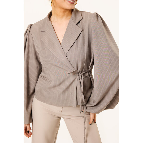 Lua gestreepte overslag blazer | Taupe