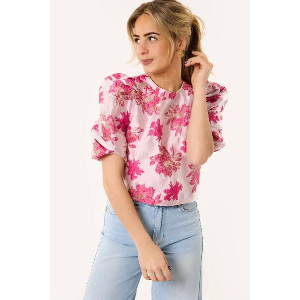 Molly bloemen structuur top | Roze