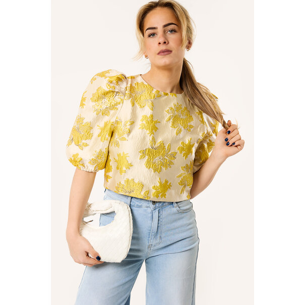 Molly bloemen structuur top | Geel