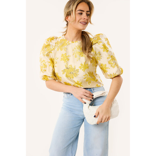 Molly bloemen structuur top | Geel