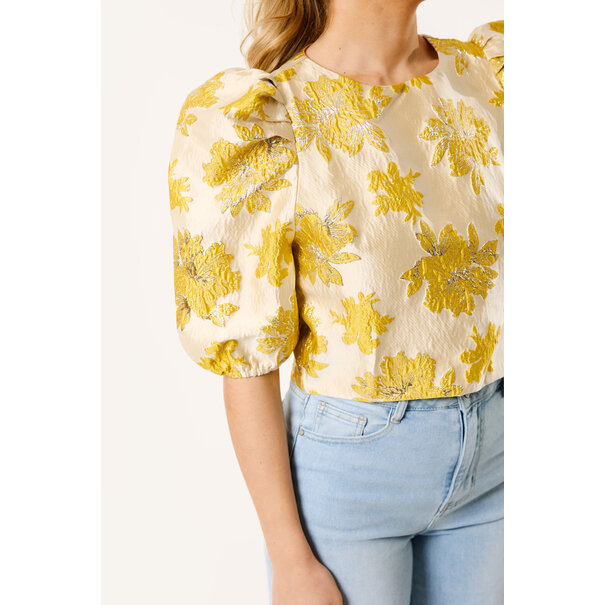 Molly bloemen structuur top | Geel