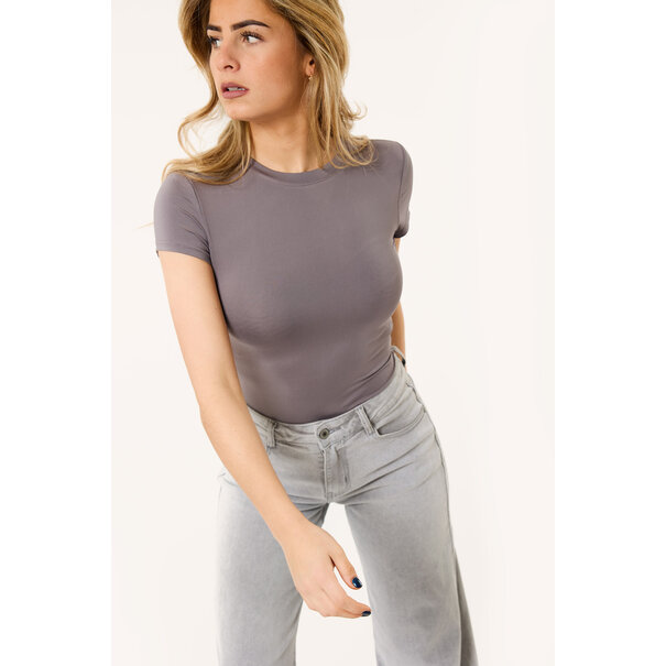 Sofie body met korte mouw | Grijs