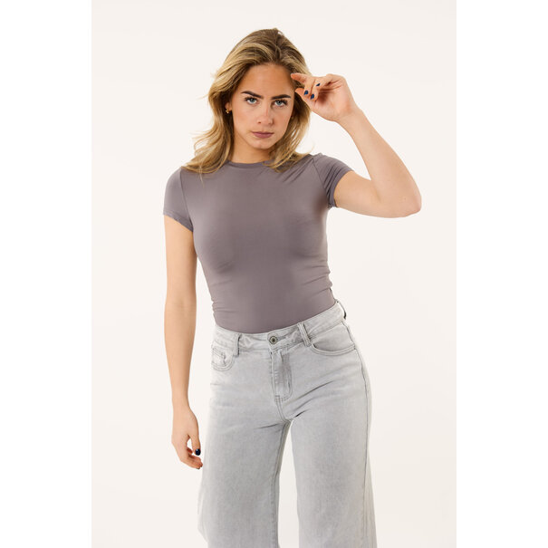 Sofie body met korte mouw | Grijs