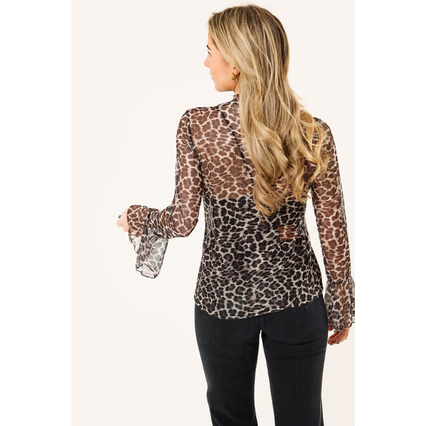 Saar leopard mesh top | Bruin