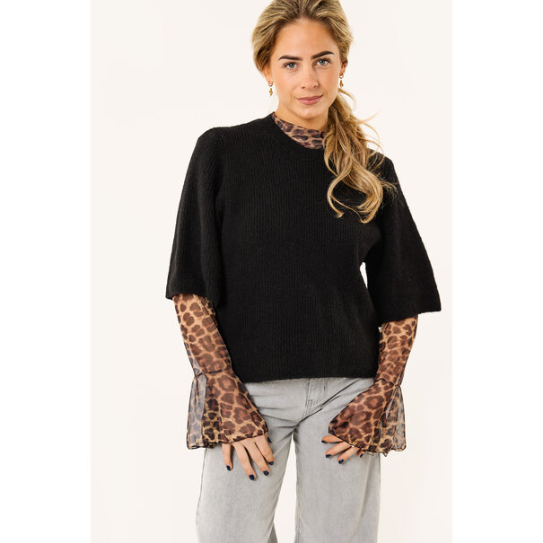 Saar leopard mesh top | Bruin