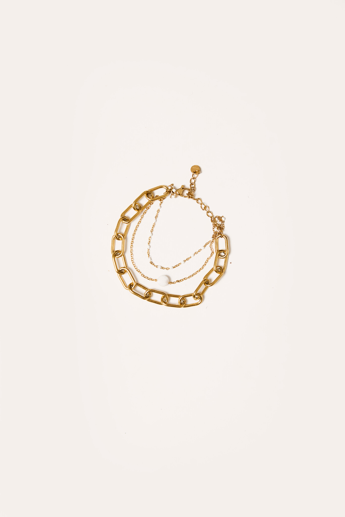 Armband schakel drie lagen | Goud