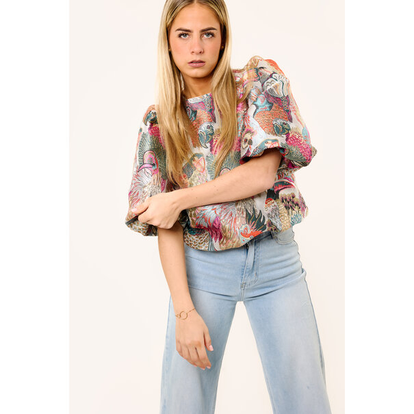 Chloe top met pofmouw | Multicolour