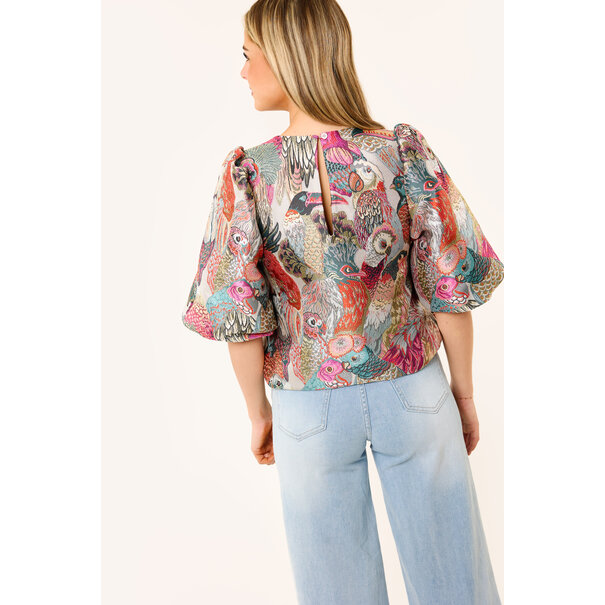Chloe top met pofmouw | Multicolour
