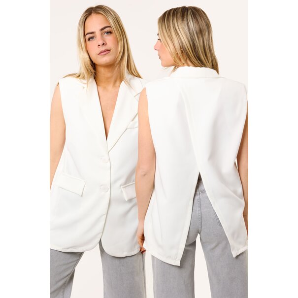 Gilet met split achterkant | Wit