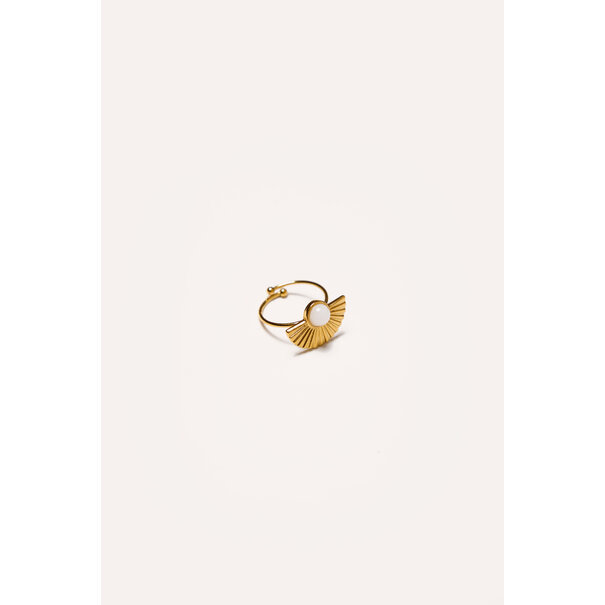 Ring halve zon witte parel | Goud
