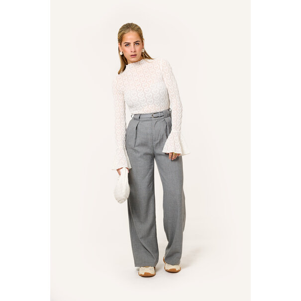Classy pantalon met riem | Lichtgrijs
