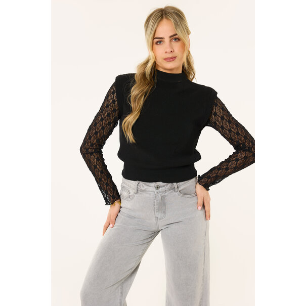 Ivy kanten longsleeve | Zwart
