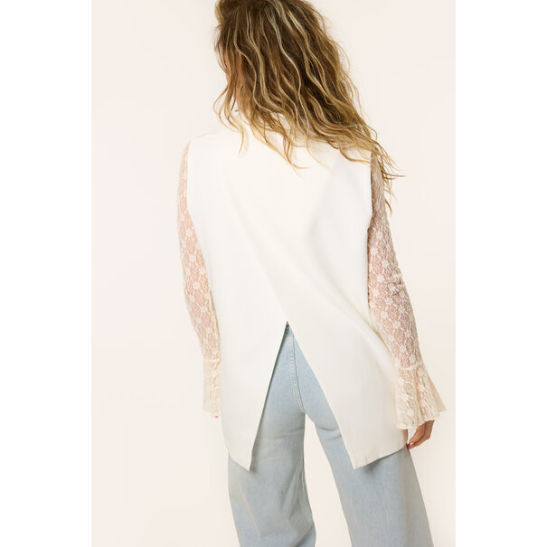 Soof gilet met split | Wit