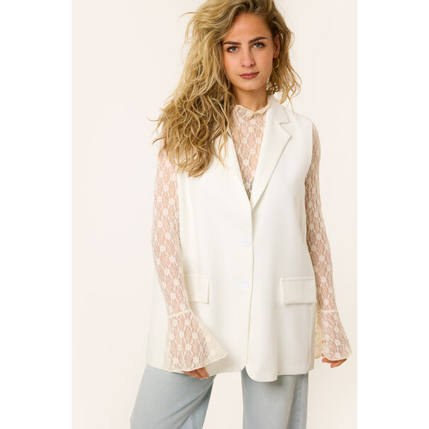 Soof gilet met split | Wit