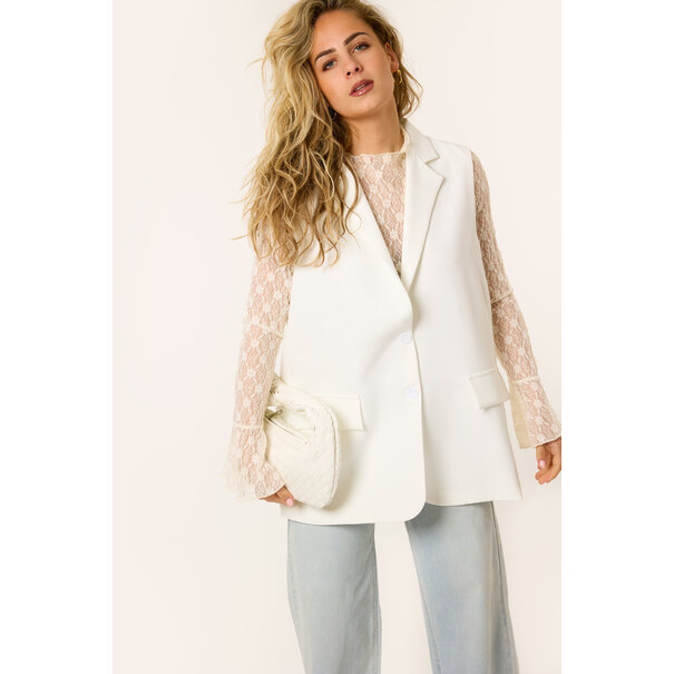 Soof gilet met split | Wit