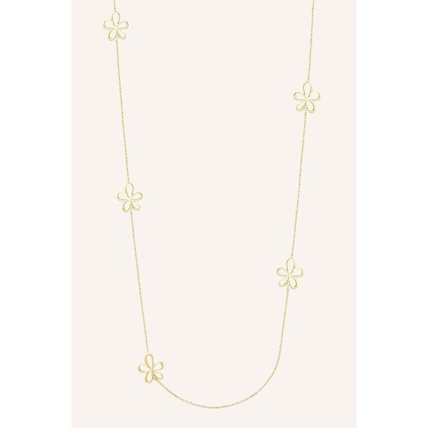 Extra lange ketting bloemen | Goud