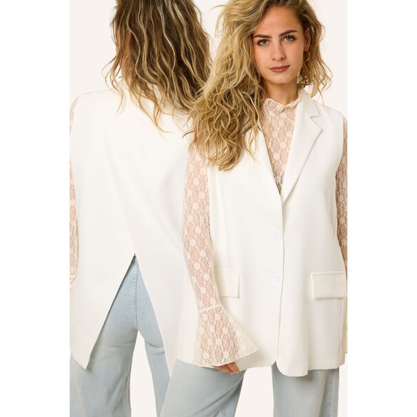 Soof gilet met split | Wit