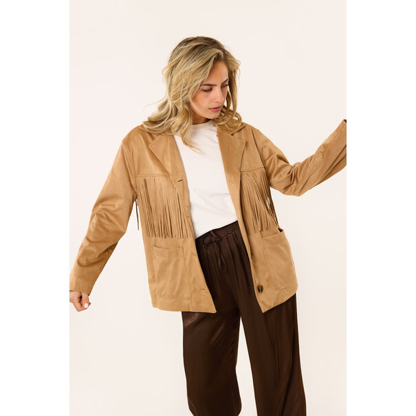 Miley jacket met fringes | Bruin