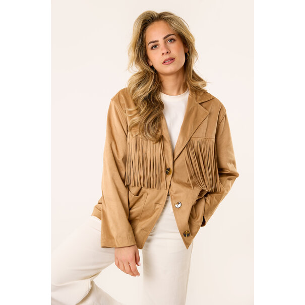 Miley jacket met fringes | Bruin
