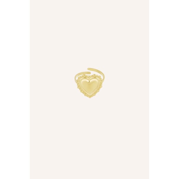 Ring hart bolletjes | Goud