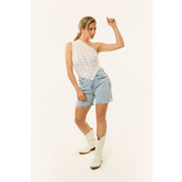 Imre shortje met studs | Denimblauw