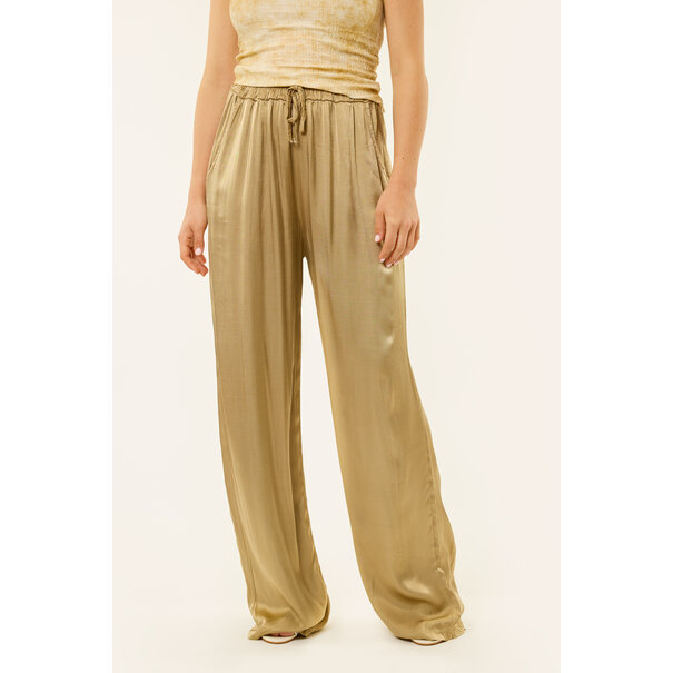 Evy satijnen pantalon | Goud