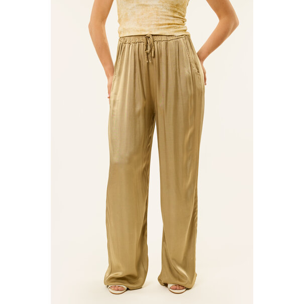 Evy satijnen pantalon | Goud