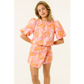 Lot gebloemde top | Roze/oranje