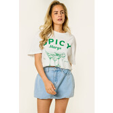 Fleur cocktail shirt | Wit/groen