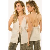 Loua Top Met Strikjes | Beige